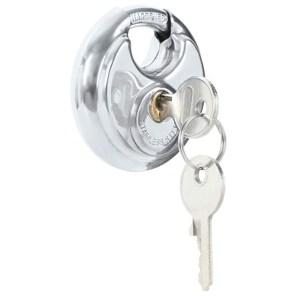 vidaXL Discus Locks with Keys 6 pcs Silver 6 x 2.3 x 6 cm