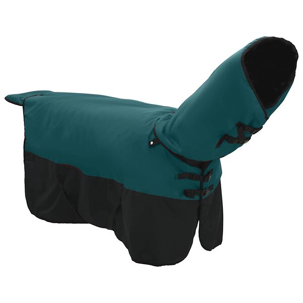 vidaXL Horse Blanket Dark Green and Black 85 cm Polyester