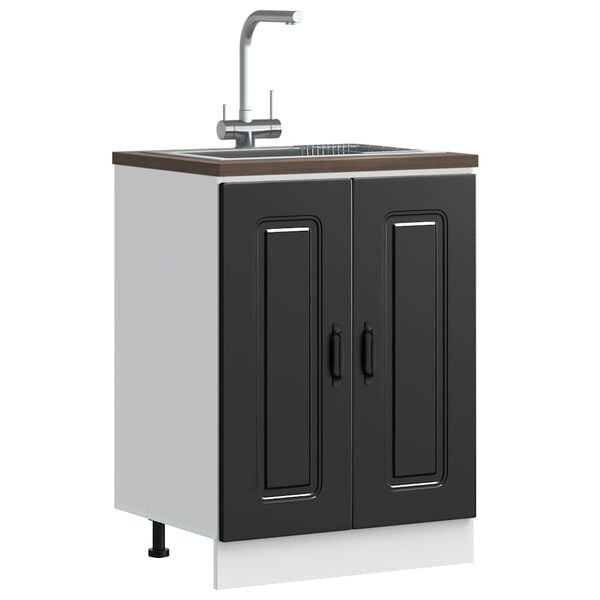 vidaXL Sink Base Cabinet Kalmar Black 60x46x81.5 cm Engineered Wood