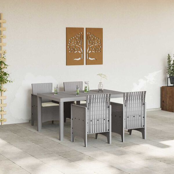 vidaXL Garden Dining Set 5 pcs Light Grey Polt rattan