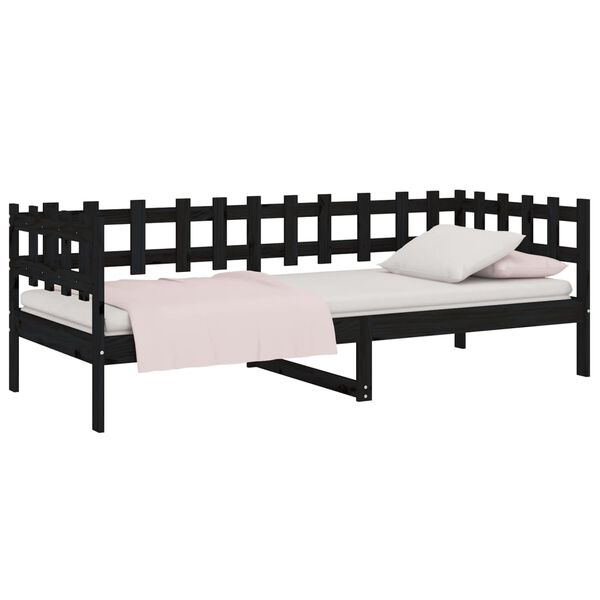 vidaXL Day Bed without Mattress Black 90x200 cm Solid Wood Pine