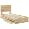 vidaXL Storage Bed with Drawer Sonoma Oak 90 x 200 cm Engineered Wood