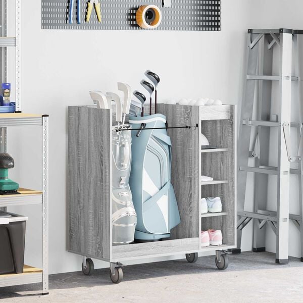 vidaXL Golf Cabinet with Wheel Plain Grey Sonoma 90 x 45 x 98 cm