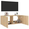 vidaXL TV Wall Cabinet with LED Lights Sonoma Oak 100x35x41 cm