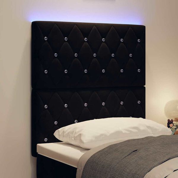 vidaXL LED Headboard with LED Strip Lights Black 80 cm Polyester