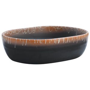 vidaXL Countertop Basin Black and Orange Oval 47x33x13 cm Ceramic
