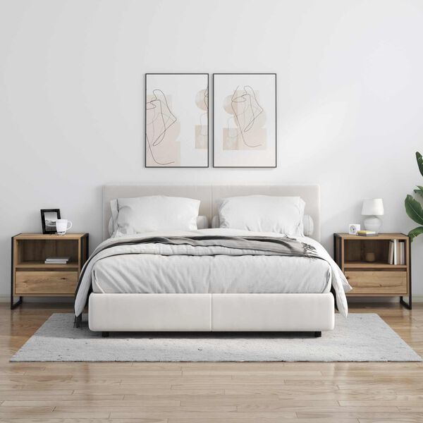 vidaXL Bedside Table with Drawer 2 pcs Artisian Oak 50 x 39.5 x 50 cm