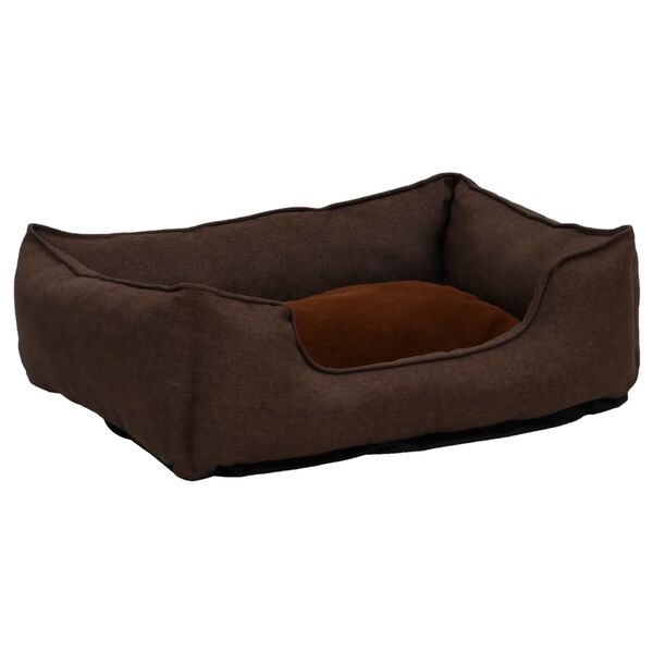 vidaXL Dog Bed Brown 85.5x70x23 cm Linen Look Fleece