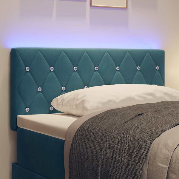 vidaXL LED Headboard with LED Strip Lights Dark Blue 100 cm Polyester