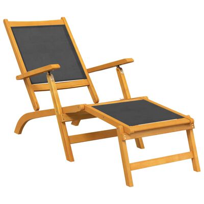 vidaXL Outdoor Deck Chairs with Table Solid Wood Acacia and Textilene
