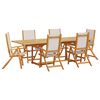 vidaXL 7 Piece Garden Dining Set Solid Wood Acacia and Textilene