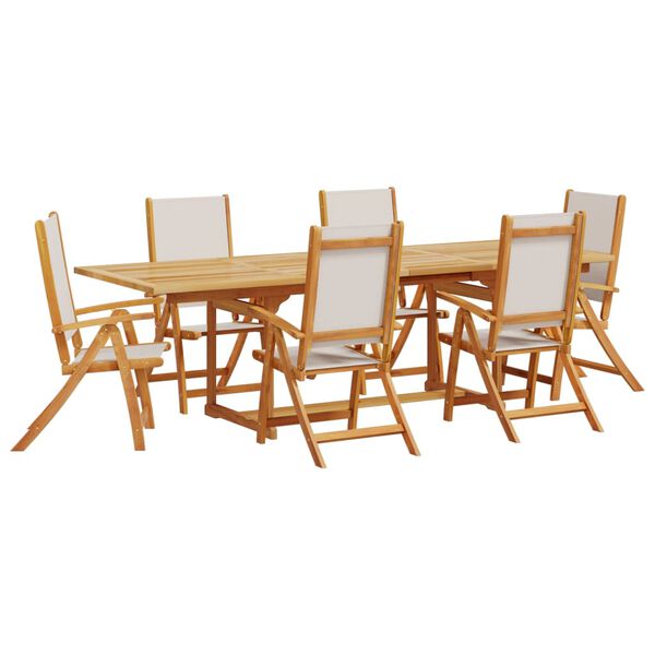 vidaXL 7 Piece Garden Dining Set Solid Wood Acacia and Textilene
