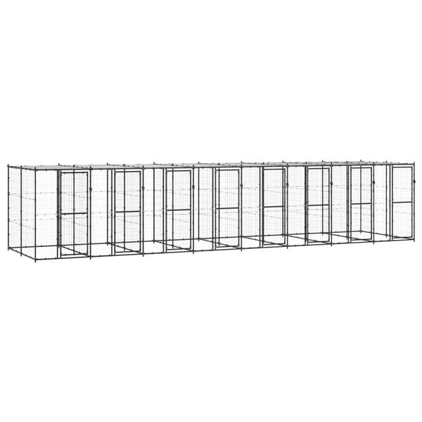 vidaXL Outdoor Dog Kennel Steel with Roof 19.36 m²