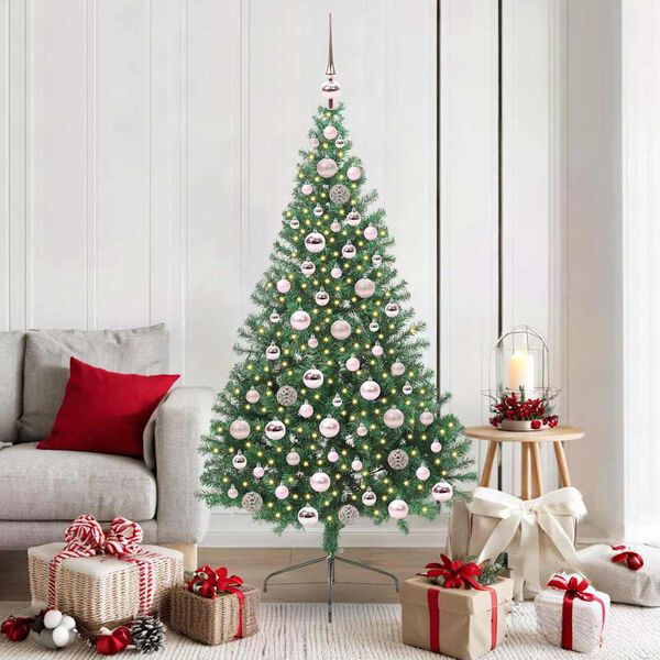 vidaXL Artificial Pre-lit Christmas Tree Green 180 cm PVC