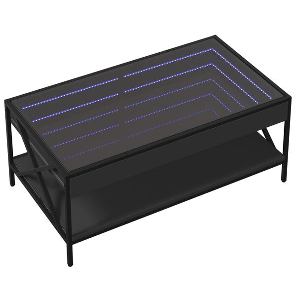 vidaXL Coffee Table with Infinity LED Black 90x50x38 cm