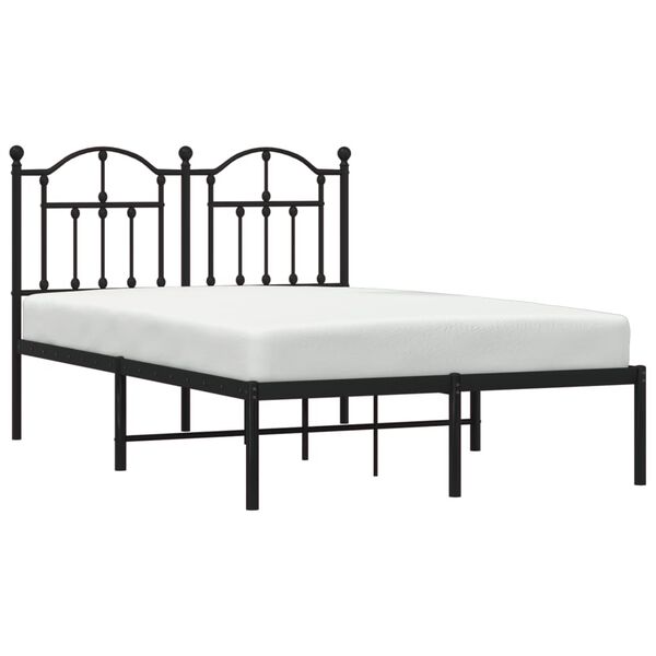 vidaXL Metal Bed Frame without Mattress with Headboard Black 120x200cm