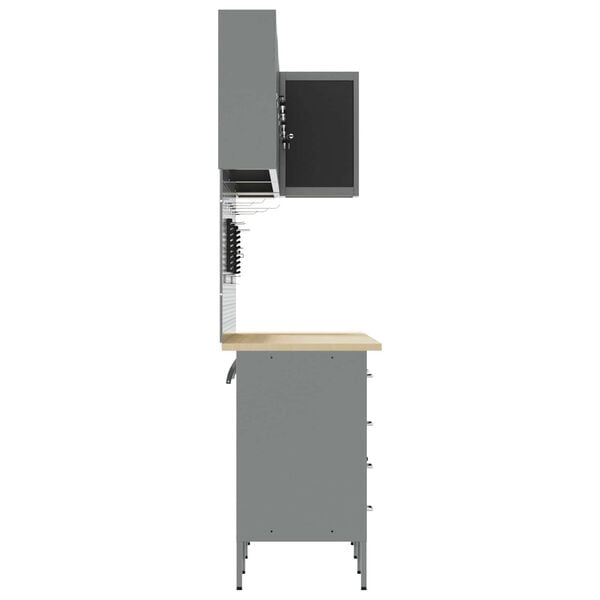 vidaXL Work Cabinet Set with Drawer with Shelf 12 pcs Black and Grey