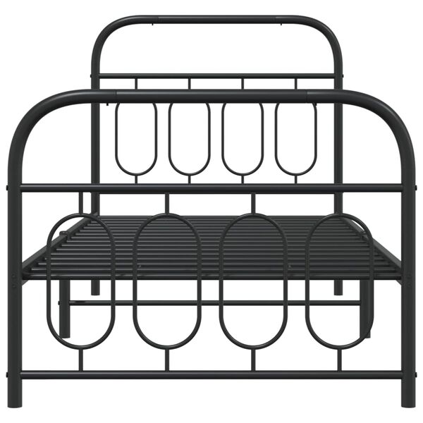 vidaXL Metal Bed Frame without Mattress with Footboard Black 80x200cm