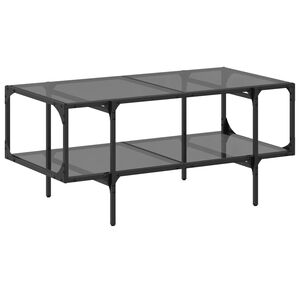 vidaXL Coffee Table with Black Glass Top 98.5x50x45 cm Steel