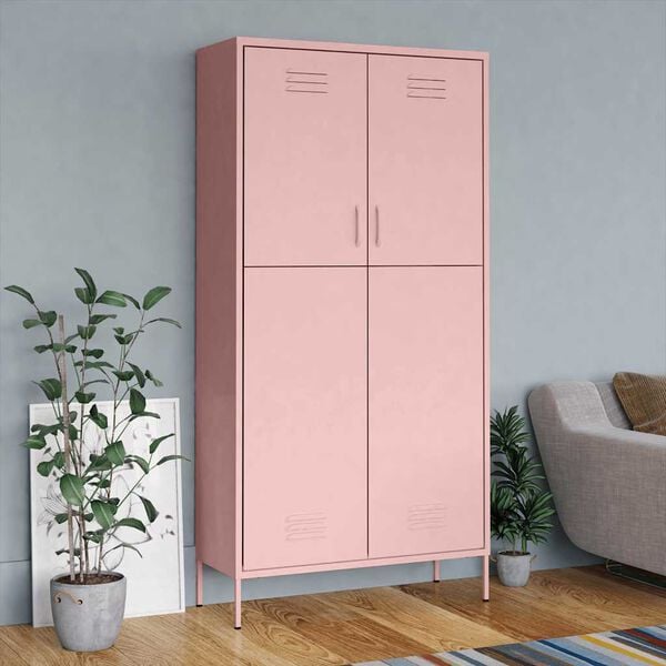 vidaXL Wardrobe Pink 90x50x180 cm Steel