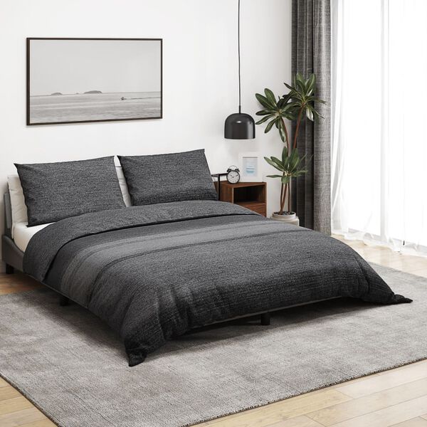 vidaXL Duvet Cover Set Dark Grey 135x200 cm Cotton