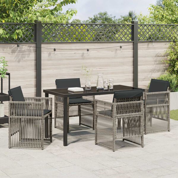 vidaXL Garden Dining Set 5 pcs Grey Powder-Coated Steel