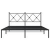 vidaXL Metal Bed Frame without Mattress with Headboard Black 150x200cm