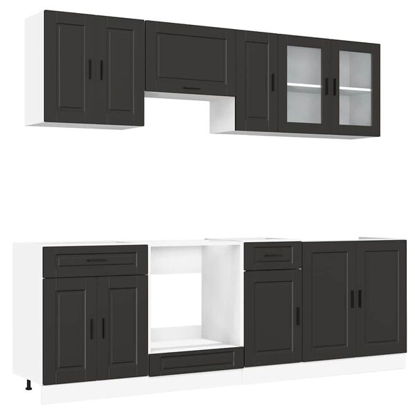 vidaXL 8 Piece Kitchen Cabinet Set Porto Black Engineered Wood
