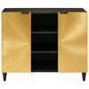 vidaXL Side Cabinet Black and Gold 90 x 33.5 x 75 cm Solid Mango Wood