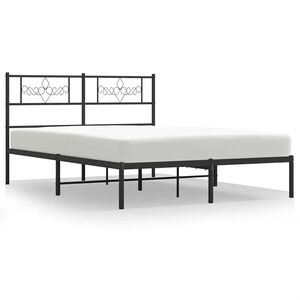 vidaXL Metal Bed Frame without Mattress with Headboard Black 150x200cm