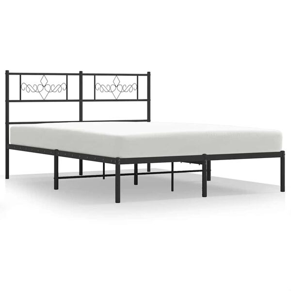 vidaXL Metal Bed Frame without Mattress with Headboard Black 150x200cm