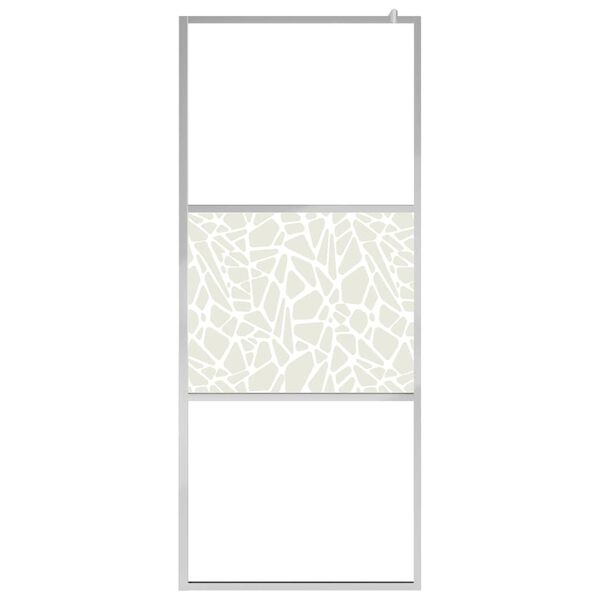 vidaXL Walk-in Shower Wall ESG Glass with Stone Design 115x195 cm