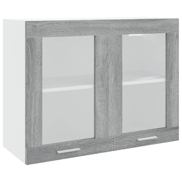 vidaXL Hanging Glass Cabinet Lyon Grey Sonoma 80x31x60 cm Engineered Wood