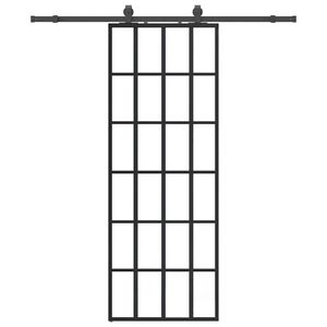vidaXL Sliding Door with Hardware Set Black 76x205 cm ESG Glass