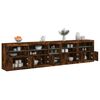 vidaXL Sideboard with LED Lights Smoked Oak 283x37x67 cm