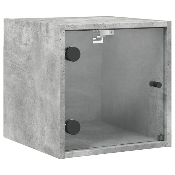 vidaXL Bedside Cabinet with Glass Door Concrete Grey 35x37x35 cm