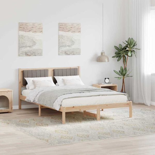 vidaXL Bed Frame with Upholstered Headboard Taupe 140 x 190 cm
