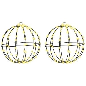 vidaXL Ball 2 pcs 192 LEDs Warm white 30 x 30 x 32 cm Metal