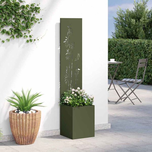 vidaXL Garden Privacy Screen Olive green 32 x 140 cm Cold-rolled steel