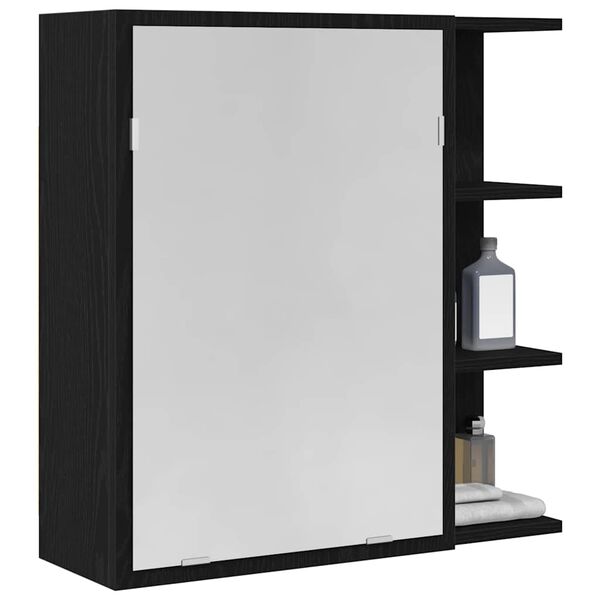 vidaXL Bathroom Mirror Cabinet with Door Black Oak 62.5 x 20.5 x 64 cm