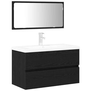 vidaXL Bathroom Furniture Set 3 pcs Black Oak Engineered Wood