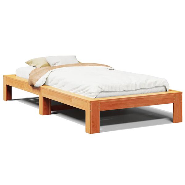 vidaXL Bed Frame without Mattress Wax Brown 100x200 cm Solid Wood Pine