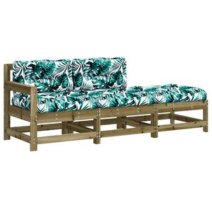 vidaXL 3 Piece Garden Lounge Set with Cushions Impregnated Wood Pine
