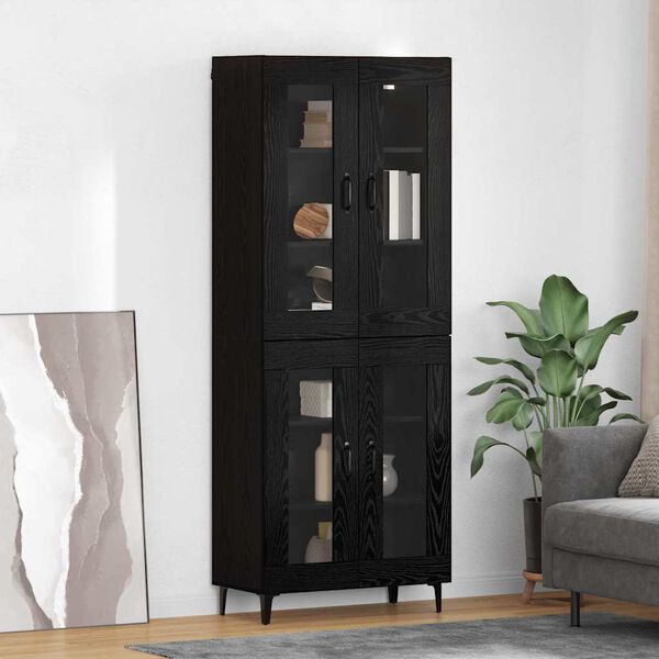 vidaXL Highboard Black Oak 69.5 x 34 x 180 cm Engineered Wood