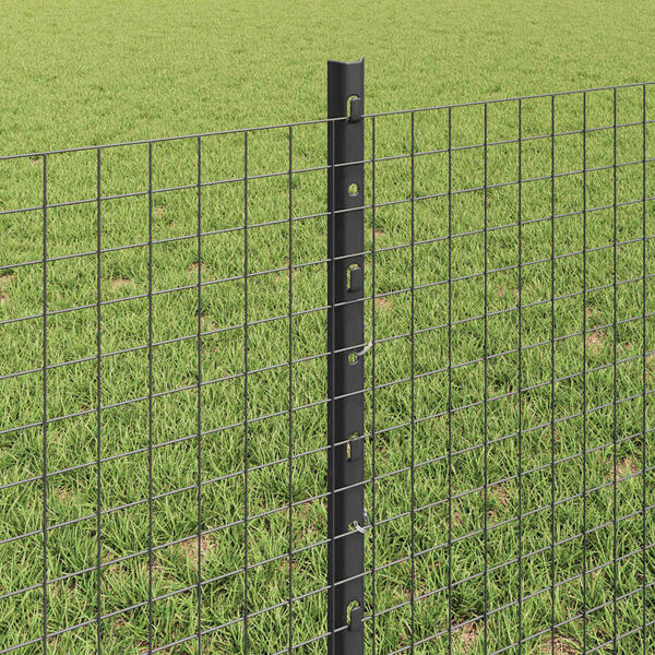 vidaXL Fence with Post Grey 0.6 x 100 m Steel and PVC