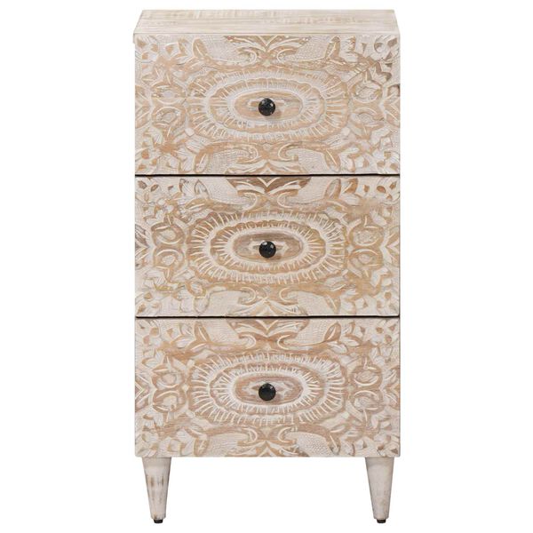 vidaXL Sideboard with Drawer White 40 x 33.5 x 75 cm Solid Mango Wood