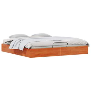 vidaXL Ottoman Bed Frame with Storage Wax Brown 200 x 200 cm