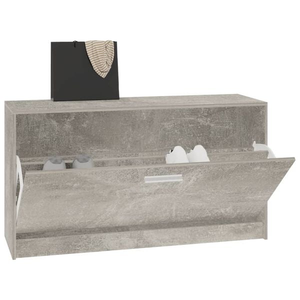 vidaXL Shoe Bench Concrete Grey 80x24x45 cm Engineered Wood