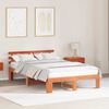 vidaXL Bed Frame with Headboard Wax Brown 135 x 190 cm Solid Pine Wood