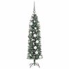 vidaXL Artificial Slim Christmas Tree Green and White 120 cm